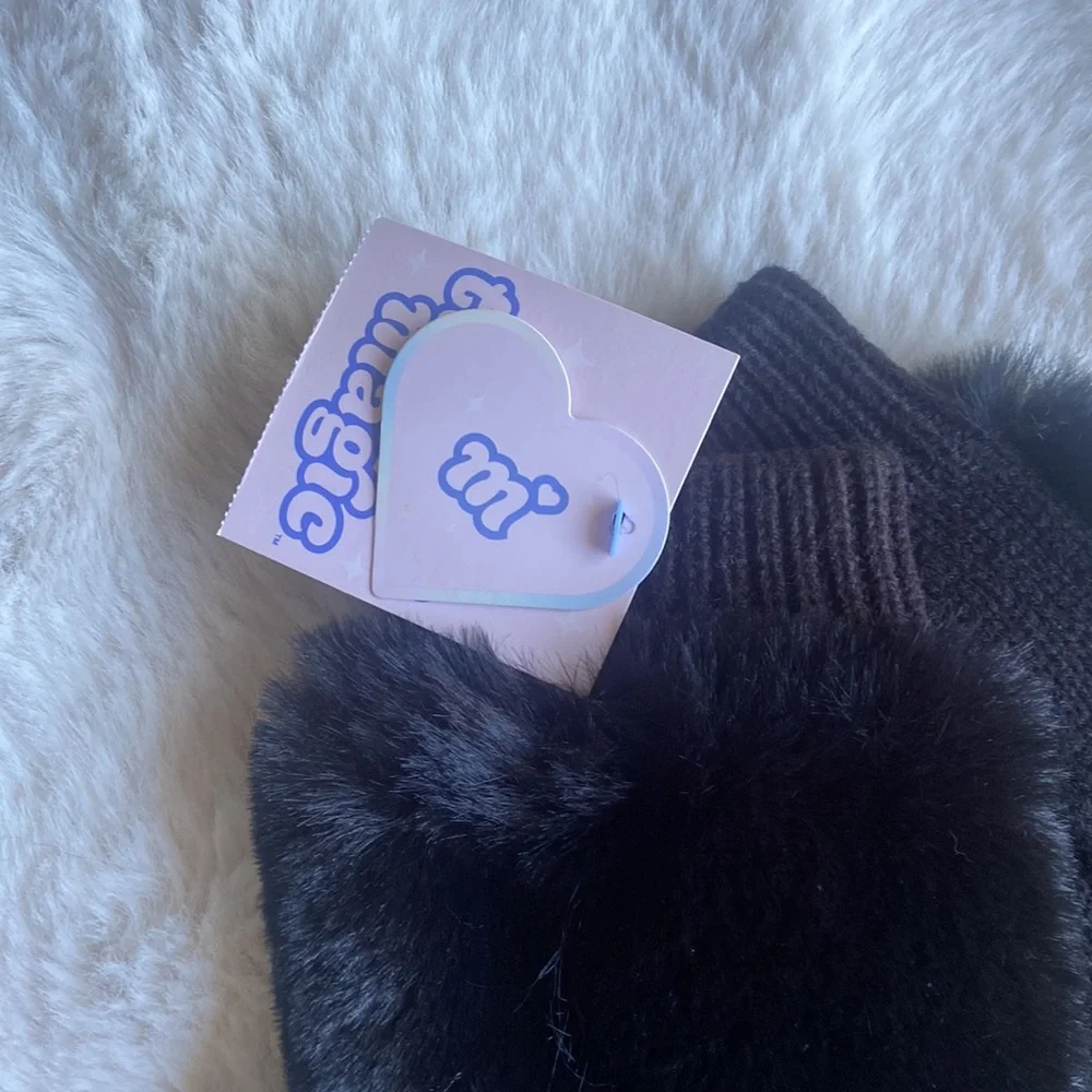 Girls black faux fur mittens gloves More Than Magic for Target gift winter layer